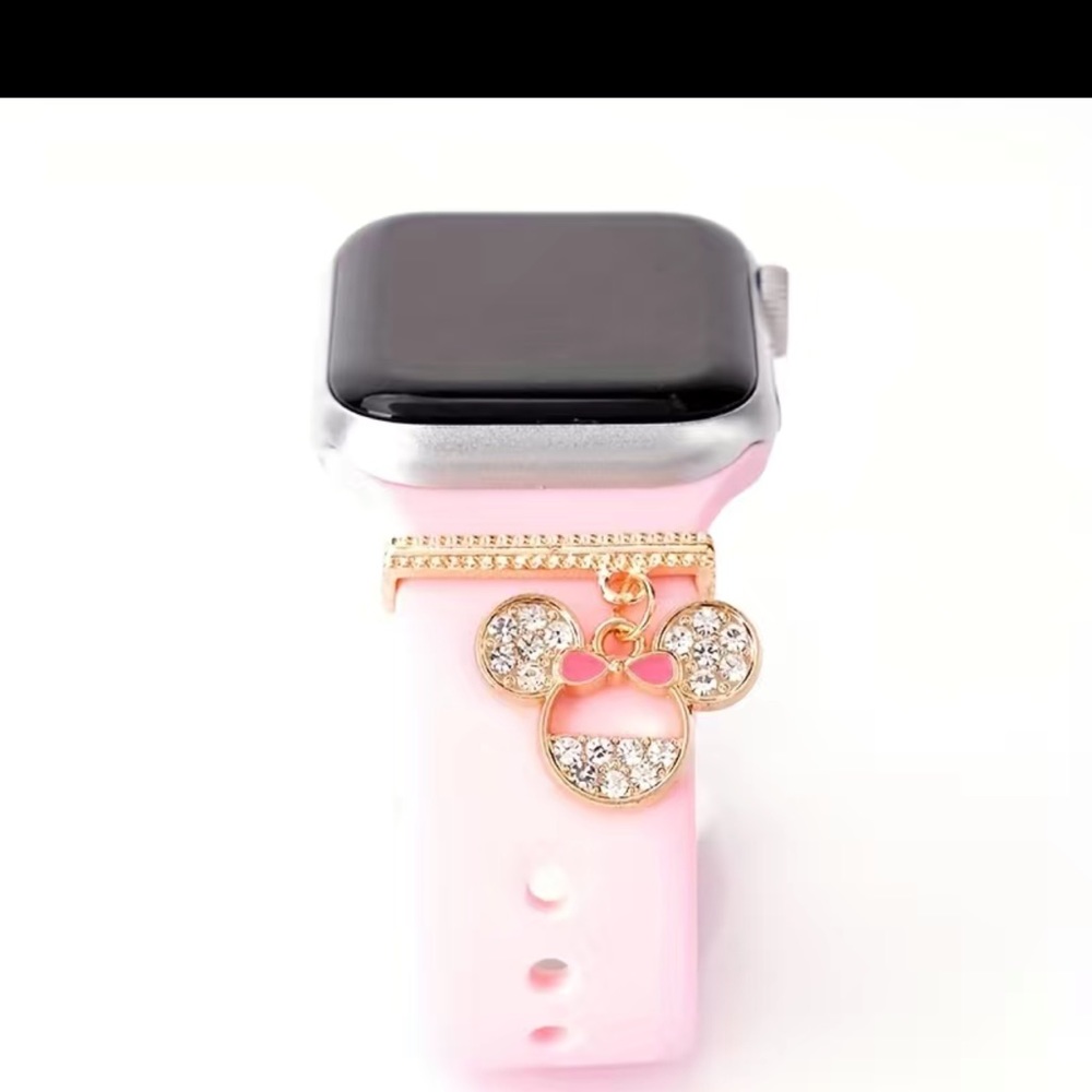 NEW IN PACKAGE! Disney Apple Watch Charm Minnie Mouse Gold & PINK - Picture 2 of 3